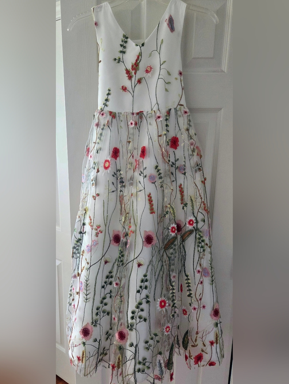 Boho Floral Embroidered Girls Formal Dress